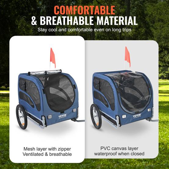 Remorque vélo chien pliable charge 45 kg, cadre pliant, roues dégagement rapide, coupleur universel, bleu/noir. - Image 4