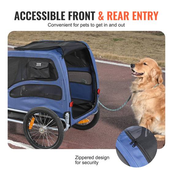 Remorque vélo chien pliable charge 45 kg, cadre pliant, roues dégagement rapide, coupleur universel, bleu/noir. - Image 5