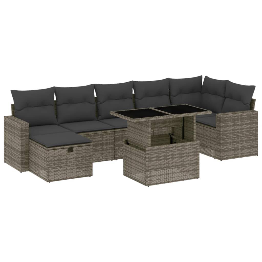 Vidaxl - Salon de jardin 8 pcs avec coussins gris résine tressée vidaXL 3274830 - Image 2