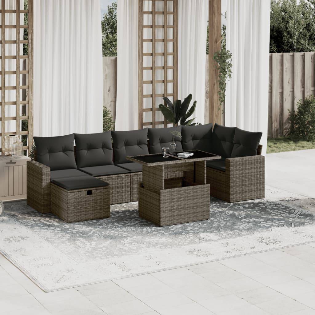 Vidaxl - Salon de jardin 8 pcs avec coussins gris résine tressée vidaXL 3274830 - Image 1