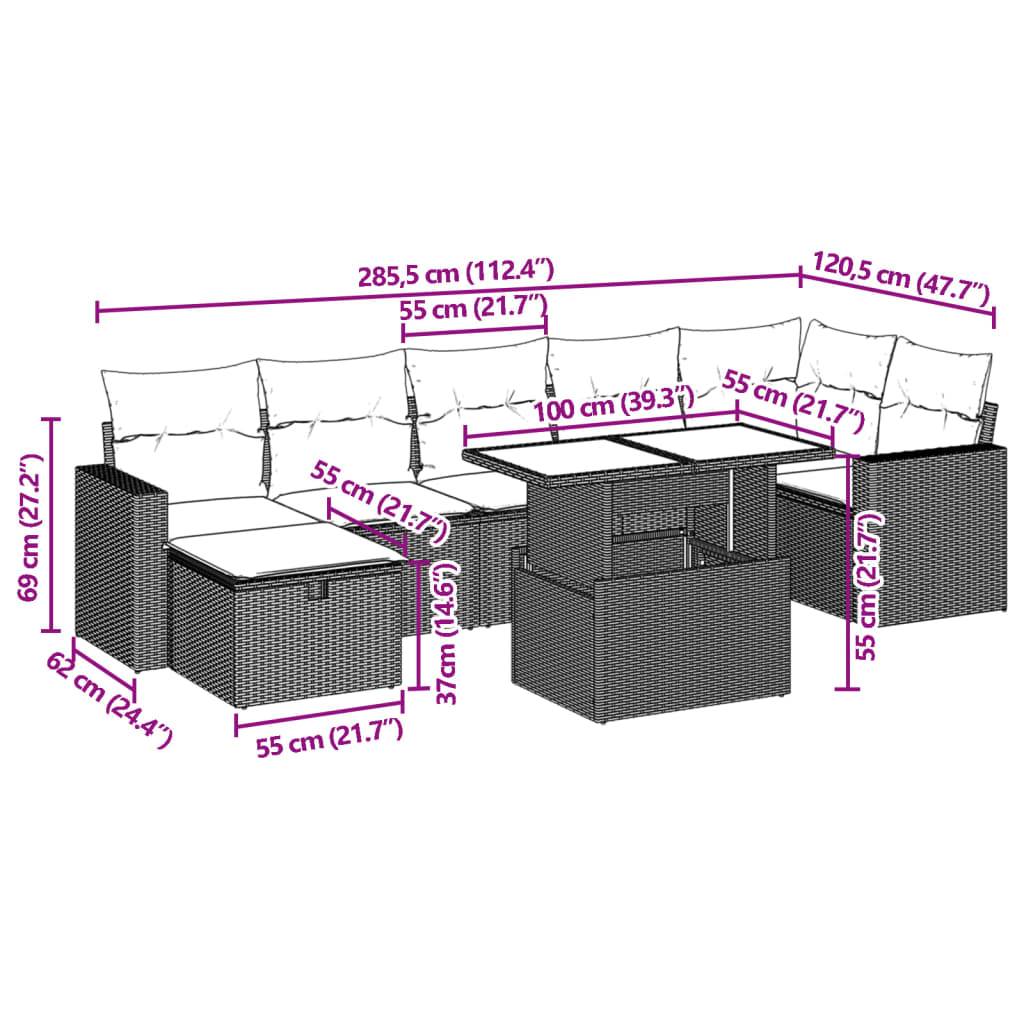 Vidaxl - Salon de jardin 8 pcs avec coussins gris résine tressée vidaXL 3274830 - Image 3