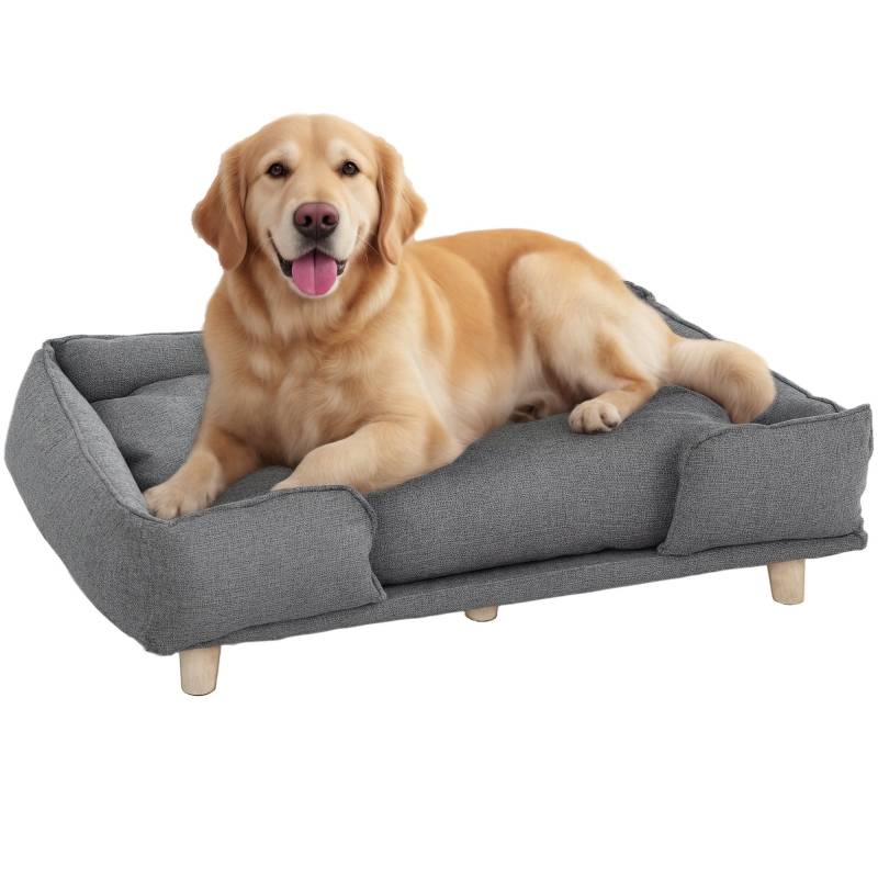 Canapé Chien Design Surélevé Coussin Moelleux Lavable Repos Gris Foncé - ComfortXL Outdoor Living - Image 7