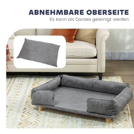 Canapé Chien Design Surélevé Coussin Moelleux Lavable Repos Gris Foncé - ComfortXL Outdoor Living - Image 4