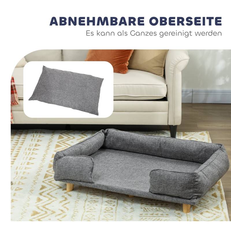Canapé Chien Design Surélevé Coussin Moelleux Lavable Repos Gris Foncé - ComfortXL Outdoor Living - Image 4