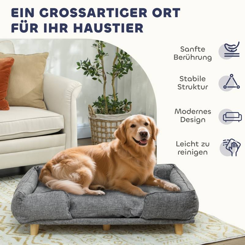 Canapé Chien Design Surélevé Coussin Moelleux Lavable Repos Gris Foncé - ComfortXL Outdoor Living - Image 5
