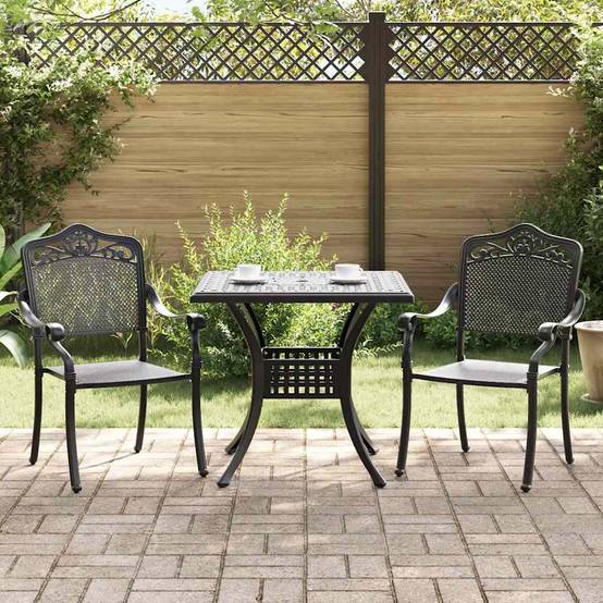 Ensemble de tables de jardin aluminium coulé noir 80 x 80 x 75 cm, Poids :27.42kg - PANGIVO - Image 1