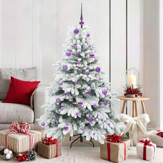 Sapin de Noël Lumineux 150 cm, 150 LED 8 Modes et Pack 61 Boules, Aspect Naturel PE/PVC – ComfortXL Outdoor Living - Image 1