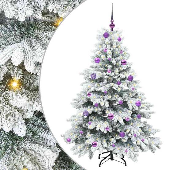 Sapin de Noël Lumineux 150 cm, 150 LED 8 Modes et Pack 61 Boules, Aspect Naturel PE/PVC – ComfortXL Outdoor Living - Image 2