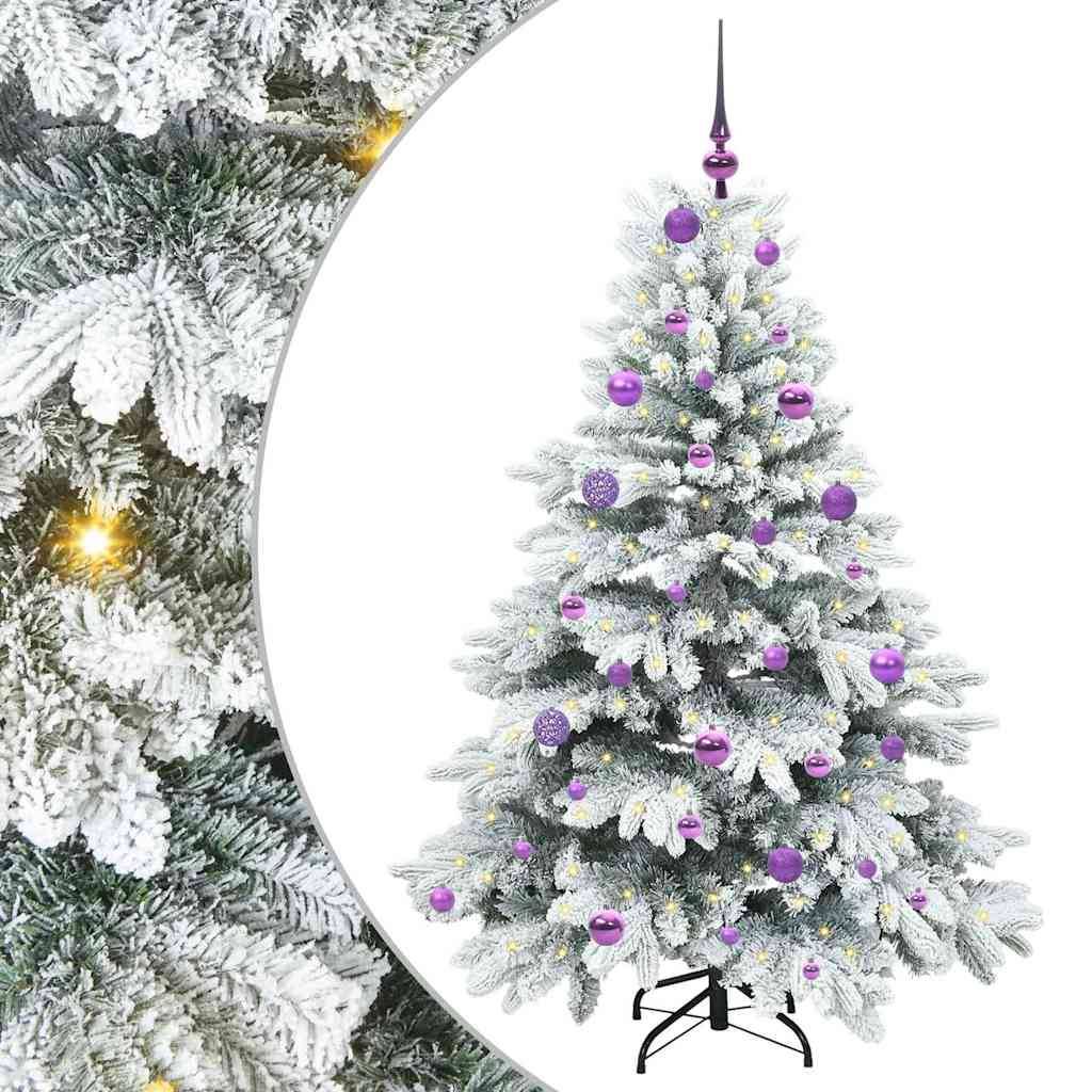 Sapin de Noël Lumineux 150 cm, 150 LED 8 Modes et Pack 61 Boules, Aspect Naturel PE/PVC – ComfortXL Outdoor Living - Image 2