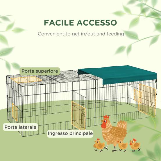 ComfortXL - Parc Enclos en Acier pour Lapins Animaux avec Bâche Pare-soleil 220x85x70cm Vert - ComfortXL Outdoor Living - Image 6