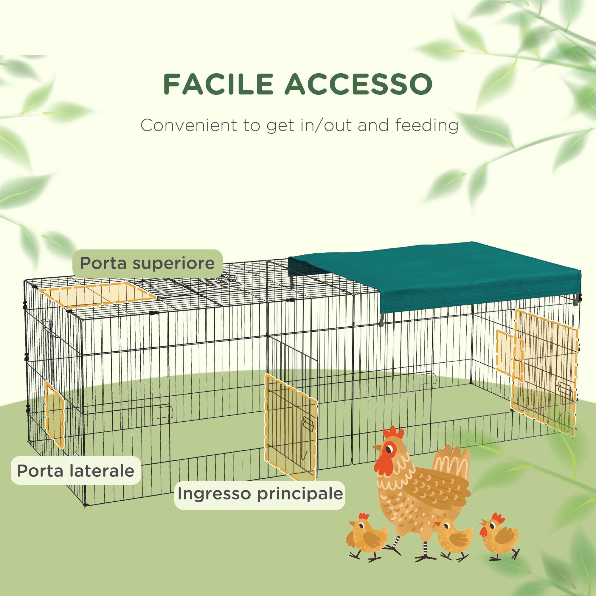 ComfortXL - Parc Enclos en Acier pour Lapins Animaux avec Bâche Pare-soleil 220x85x70cm Vert - ComfortXL Outdoor Living - Image 6