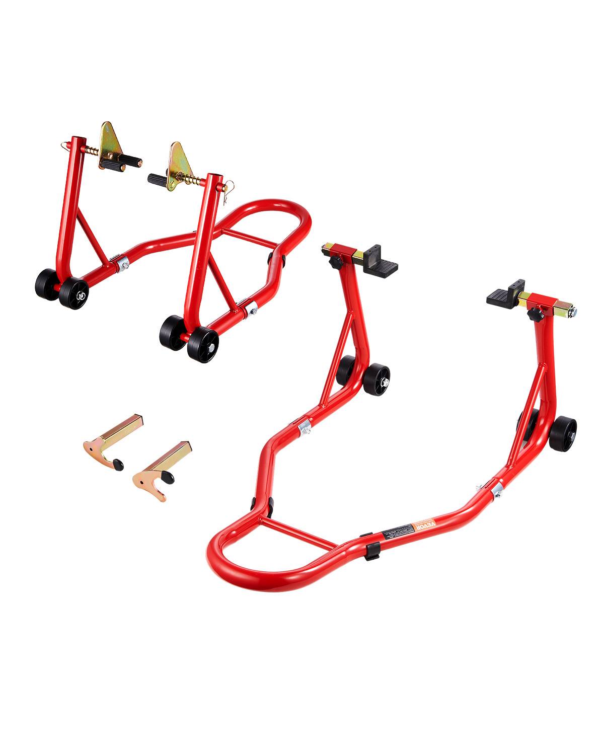 VEVOR Béquille Roue Avant et Arrière Lève-moto Capacité 385,6 kg Bras Oscillant - Image 1