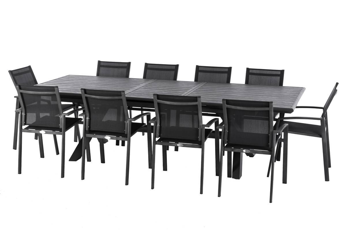 Hesperide - Table de jardin extensible "Axiome" ardoise granitée 10 places en aluminium traité époxy Hespéride - Image 4