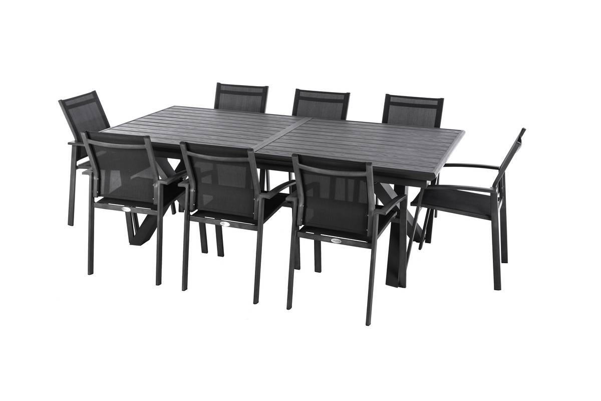 Hesperide - Table de jardin extensible "Axiome" ardoise granitée 10 places en aluminium traité époxy Hespéride - Image 5