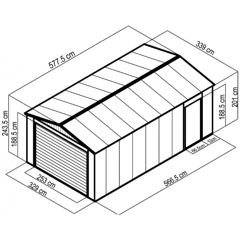 X-Metal - Garage métal 19,52 m² porte enroulable aluminium kit ancrage X-Metal anthracite - Image 5