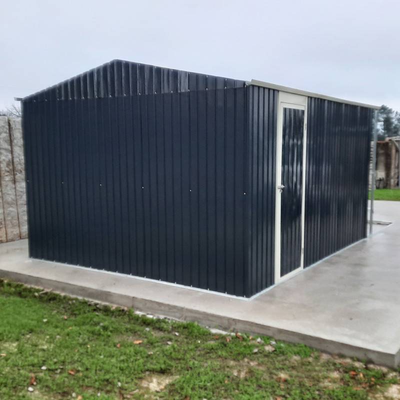 Garage métal 19,52 m² porte enroulable aluminium kit ancrage X-Metal anthracite - Image 3