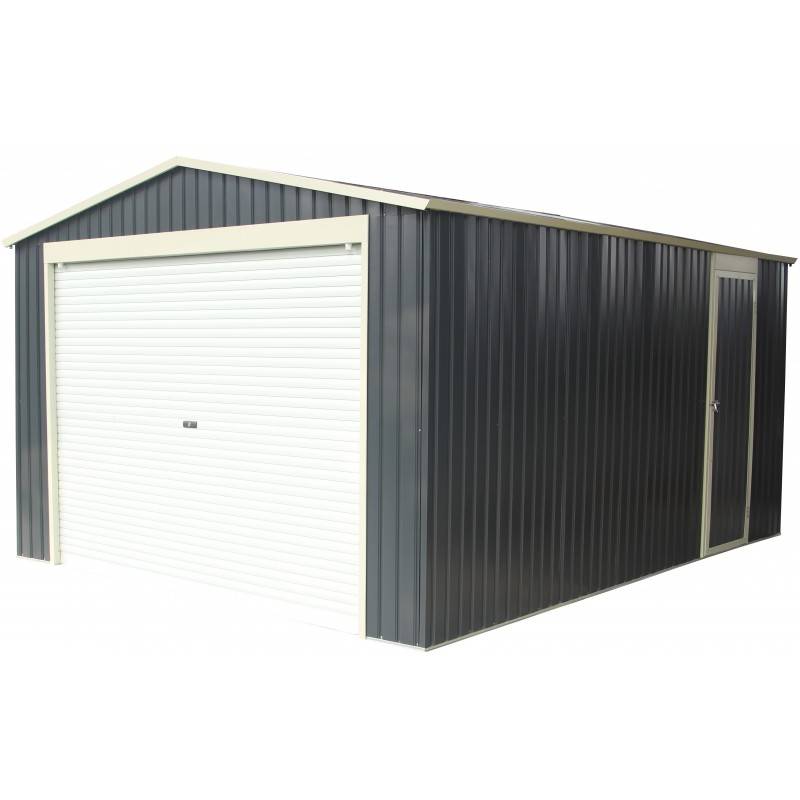 Garage métal 19,52 m² porte enroulable aluminium kit ancrage X-Metal anthracite - Image 2