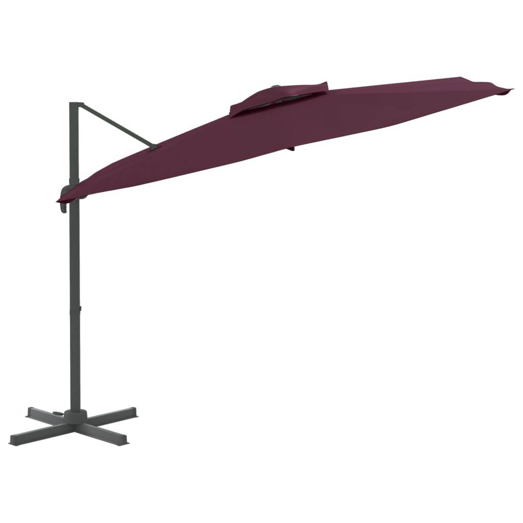 Helloshop26 - Parasol meuble de jardin cantilever à double toit 300 x 300 cm bordeaux rouge - Image 2