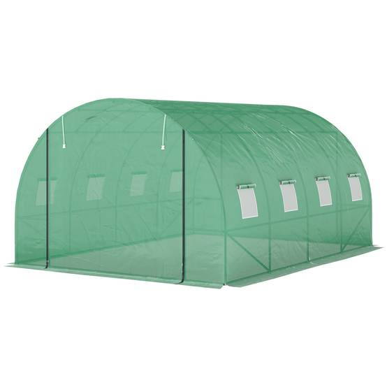 Serre tunnel de jardin 12m² acier galvanisé pour potager culture 4x3m Vert - ComfortXL Outdoor Living - Image 2