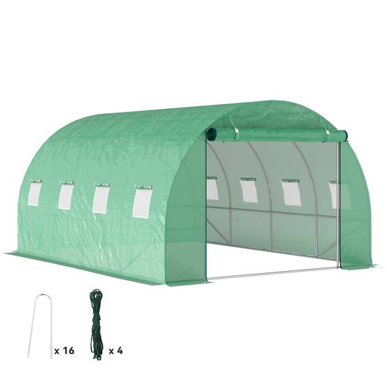 Serre tunnel de jardin 12m² acier galvanisé pour potager culture 4x3m Vert - ComfortXL Outdoor Living - Image 1