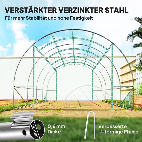 Serre tunnel de jardin 12m² acier galvanisé pour potager culture 4x3m Vert - ComfortXL Outdoor Living - Image 7