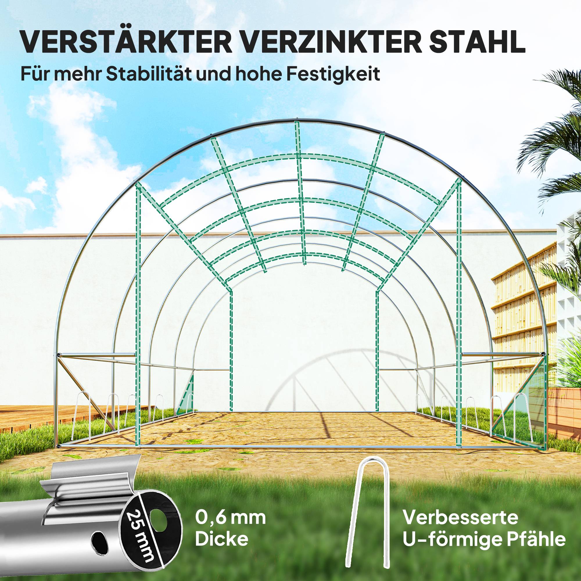 Serre tunnel de jardin 12m² acier galvanisé pour potager culture 4x3m Vert - ComfortXL Outdoor Living - Image 7
