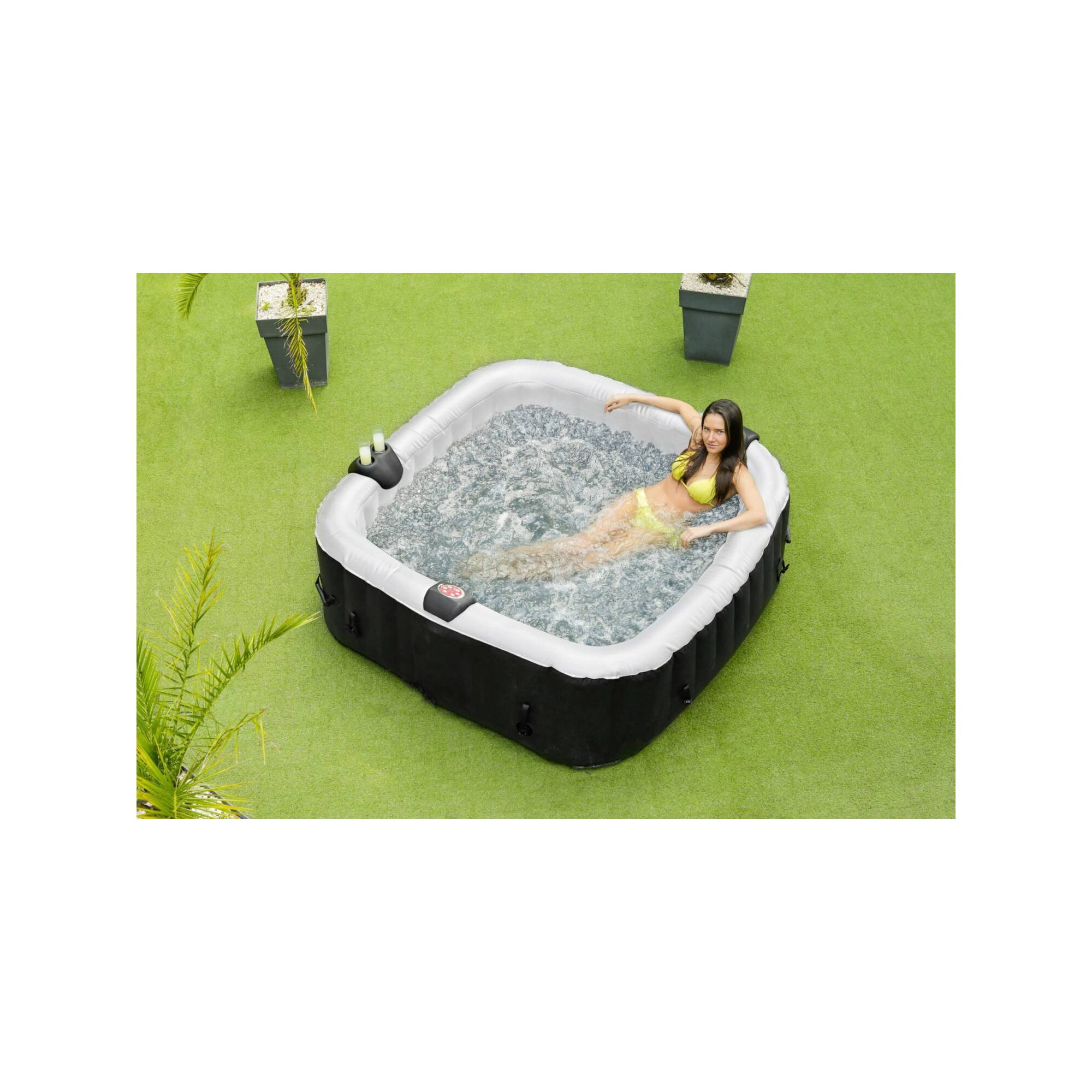 Spa gonflable 6 places carré - Ospazia - Dimensions : 185 x 185 cm - Filtre et bâche inclus - Image 9