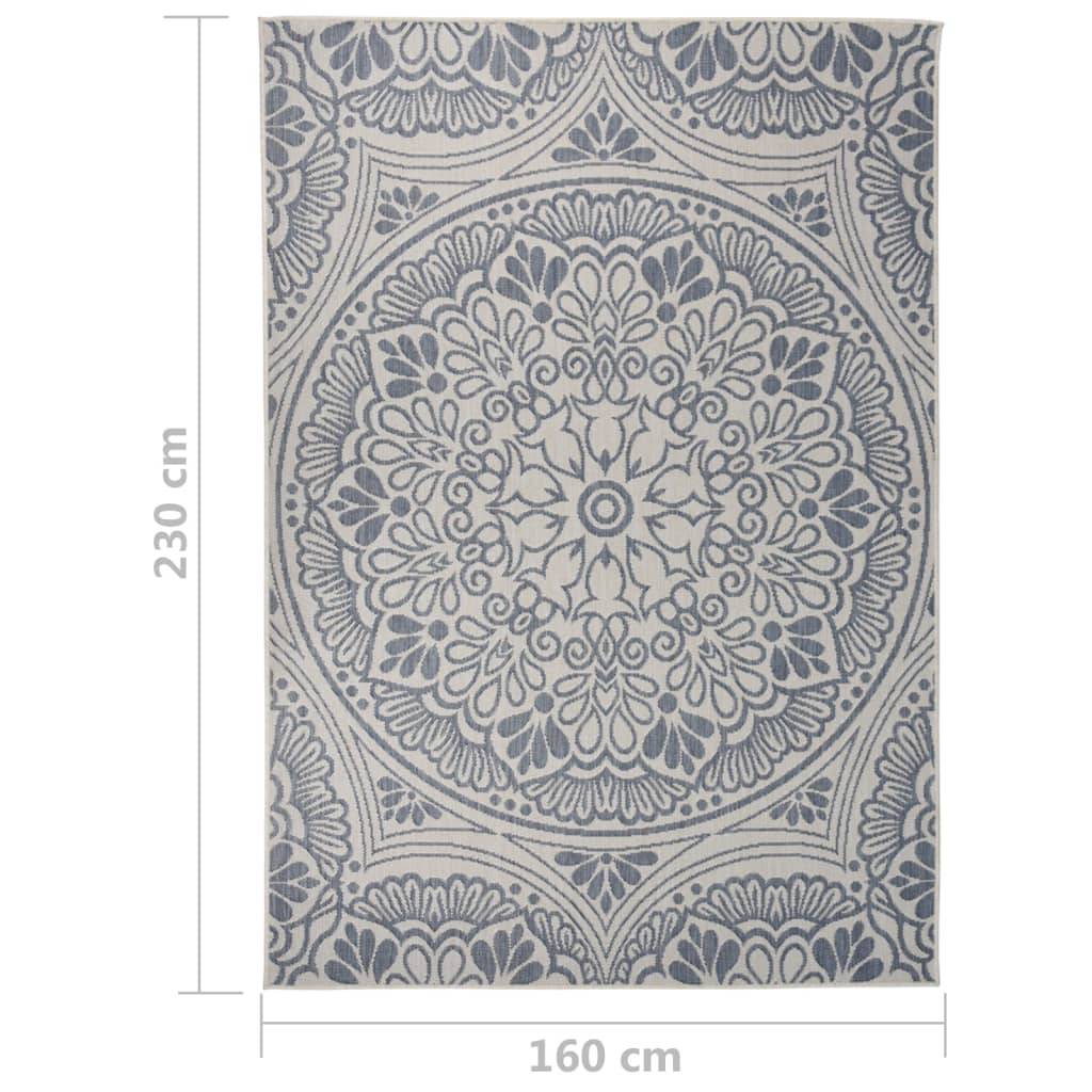 Grand Tapis d'Extérieur à Motif Tissage Plat en PP pour Salon de Jardin Bleu 160x230 cm – ComfortXL Outdoor Living - Image 6