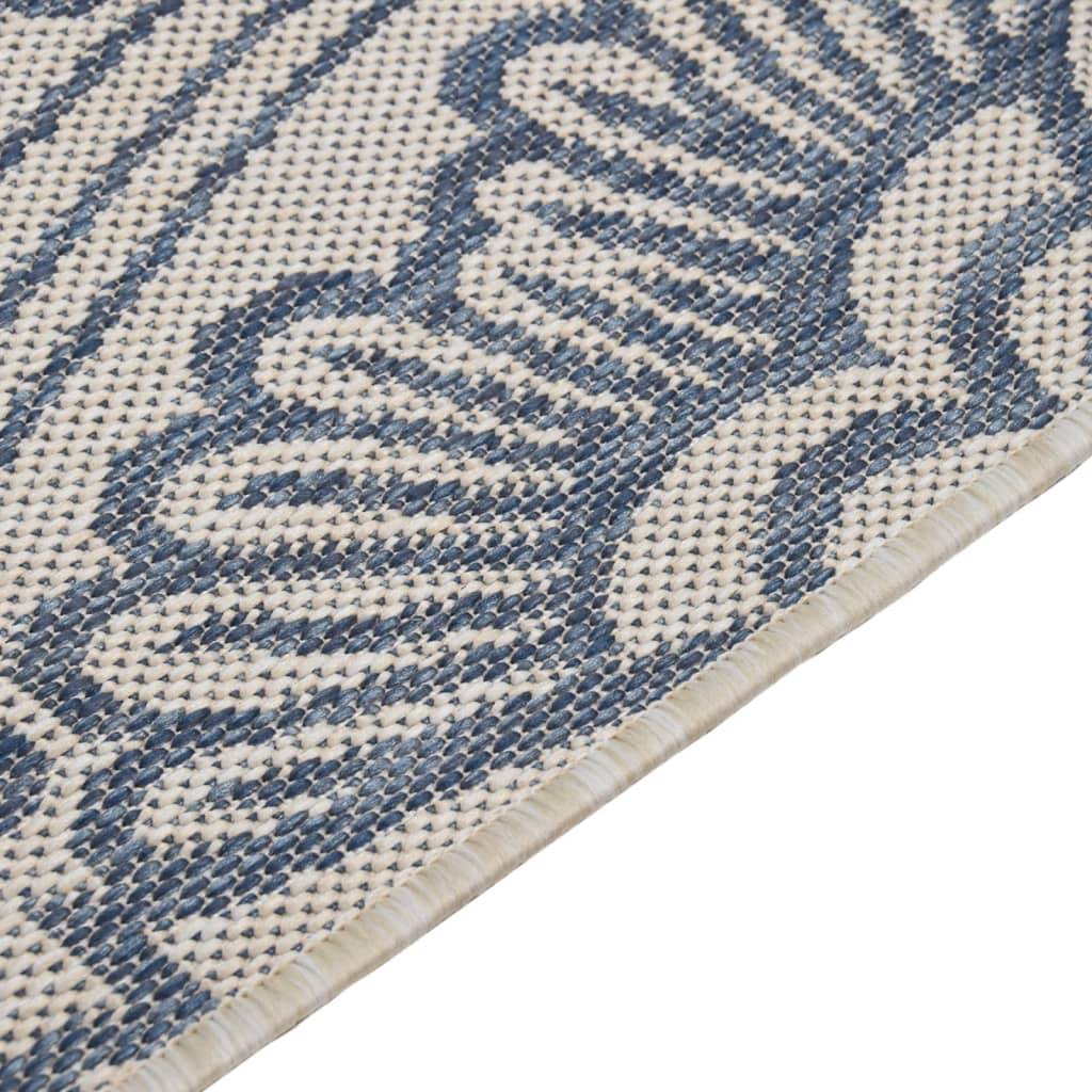 Grand Tapis d'Extérieur à Motif Tissage Plat en PP pour Salon de Jardin Bleu 160x230 cm – ComfortXL Outdoor Living - Image 4