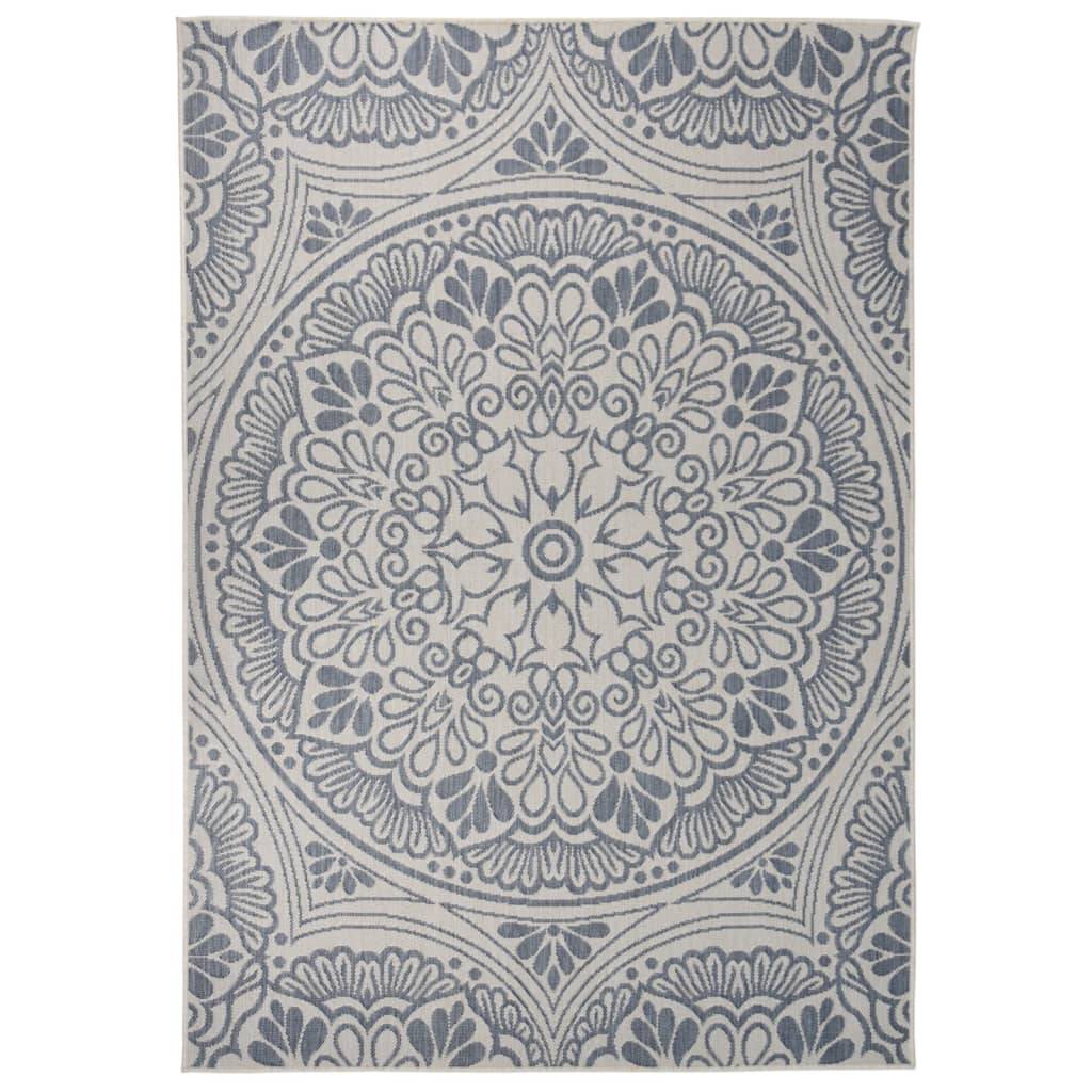 Grand Tapis d'Extérieur à Motif Tissage Plat en PP pour Salon de Jardin Bleu 160x230 cm – ComfortXL Outdoor Living - Image 1
