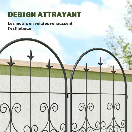 Lot de 2 treillis jardin métal volutes plantes grimpantes écran 180cm noir - ComfortXL Outdoor Living - Image 7