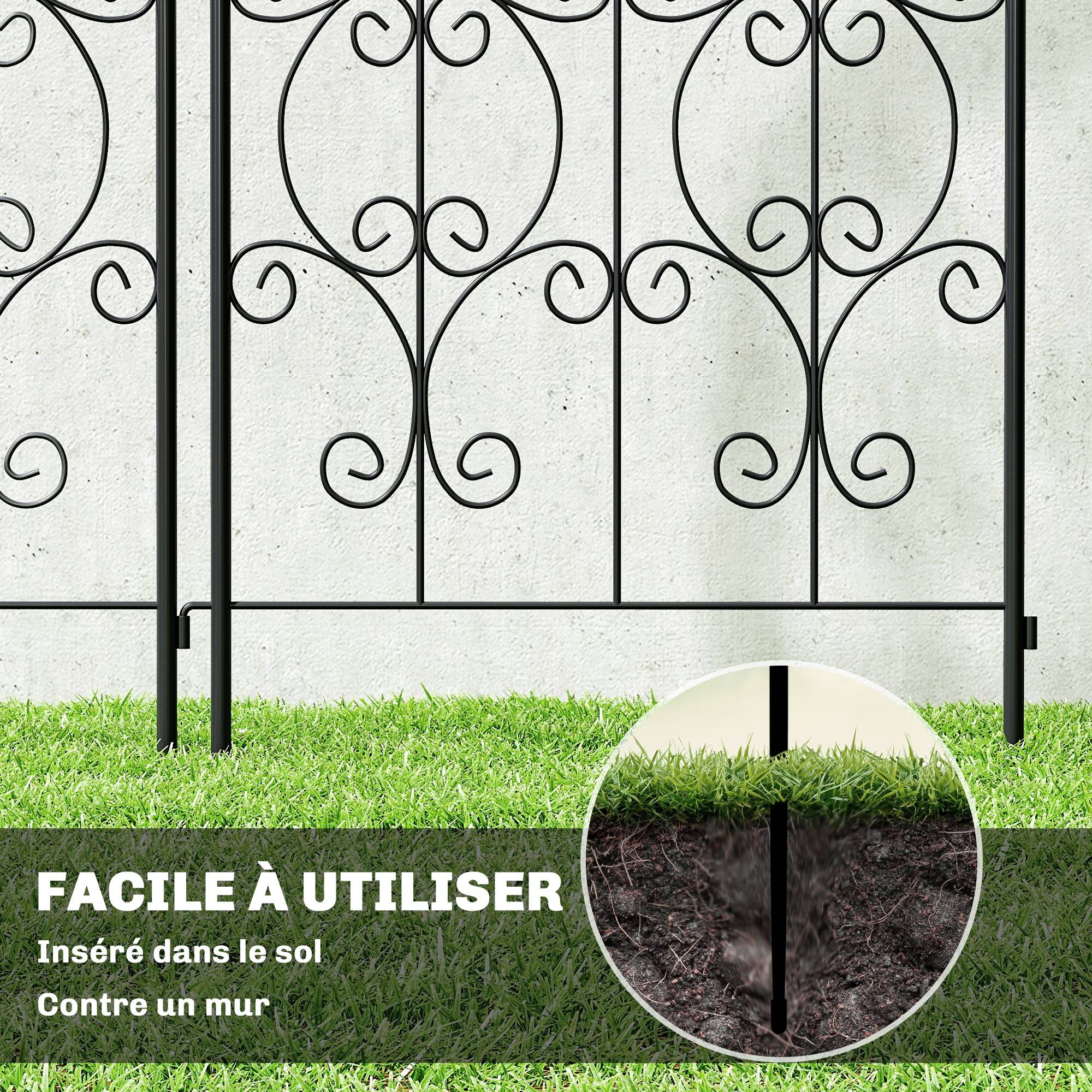 Lot de 2 treillis jardin métal volutes plantes grimpantes écran 180cm noir - ComfortXL Outdoor Living - Image 10