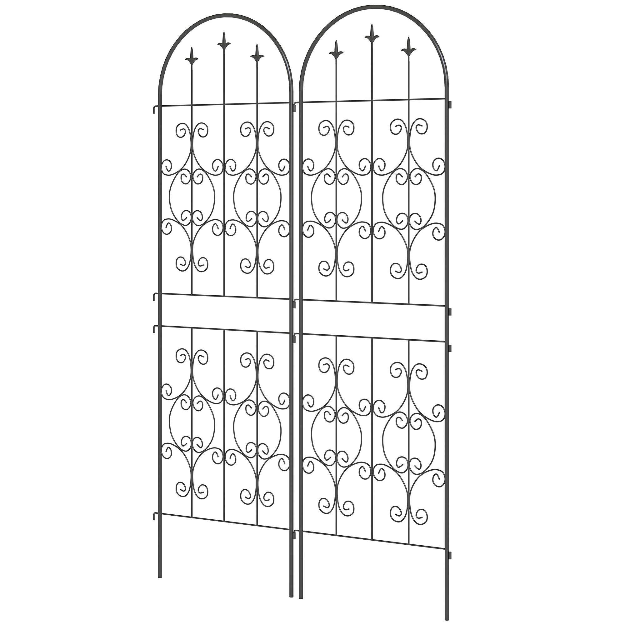 Lot de 2 treillis jardin métal volutes plantes grimpantes écran 180cm noir - ComfortXL Outdoor Living - Image 2