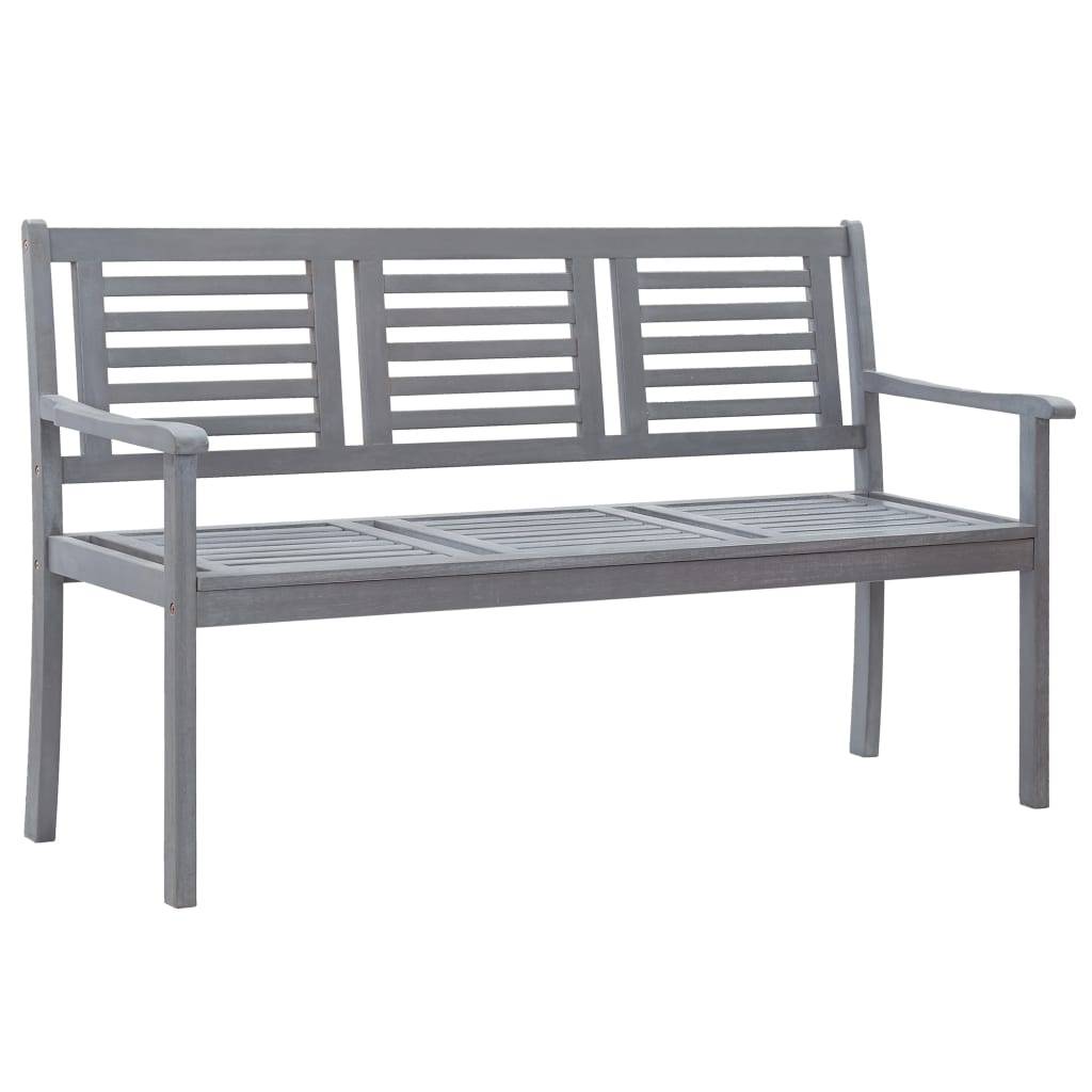 Maison Chic - Banc de jardin - Banc d'extérieur - Banquette 3 places 150 cm Gris Bois d'eucalyptus solide - Image 2