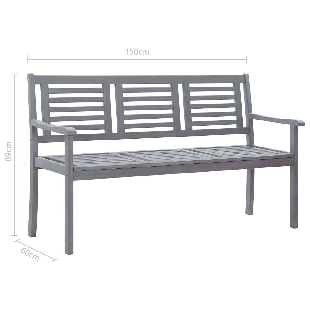 Maison Chic - Banc de jardin - Banc d'extérieur - Banquette 3 places 150 cm Gris Bois d'eucalyptus solide - Image 7