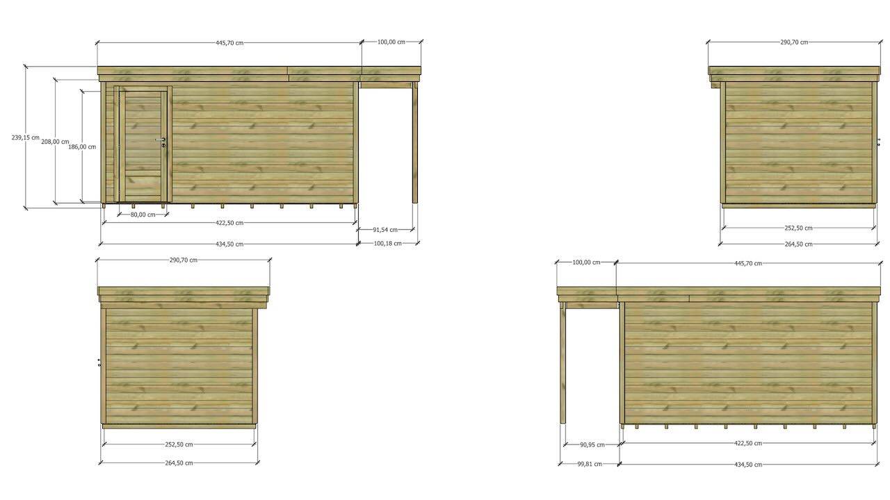 Abri Français - ABRI DE JARDIN bois autoclave 27mm - 5,34x2,64m / 14m2 - Bac acier - Plancher bois - Image 4