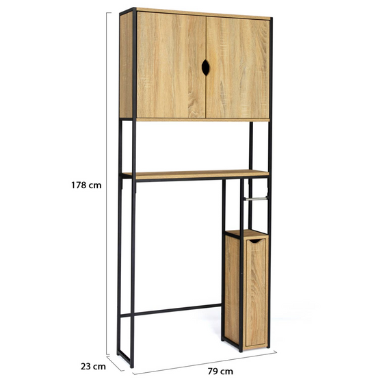 Meuble WC 3 en 1 avec armoires de rangement DETROIT design industriel - Image 6