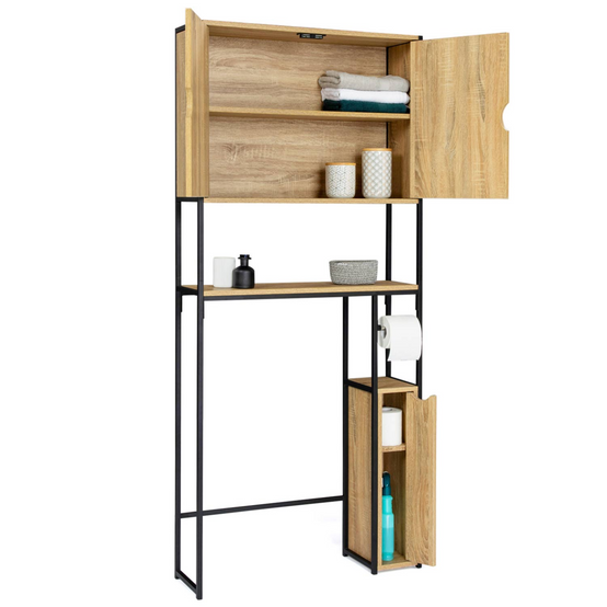 Meuble WC 3 en 1 avec armoires de rangement DETROIT design industriel - Image 4