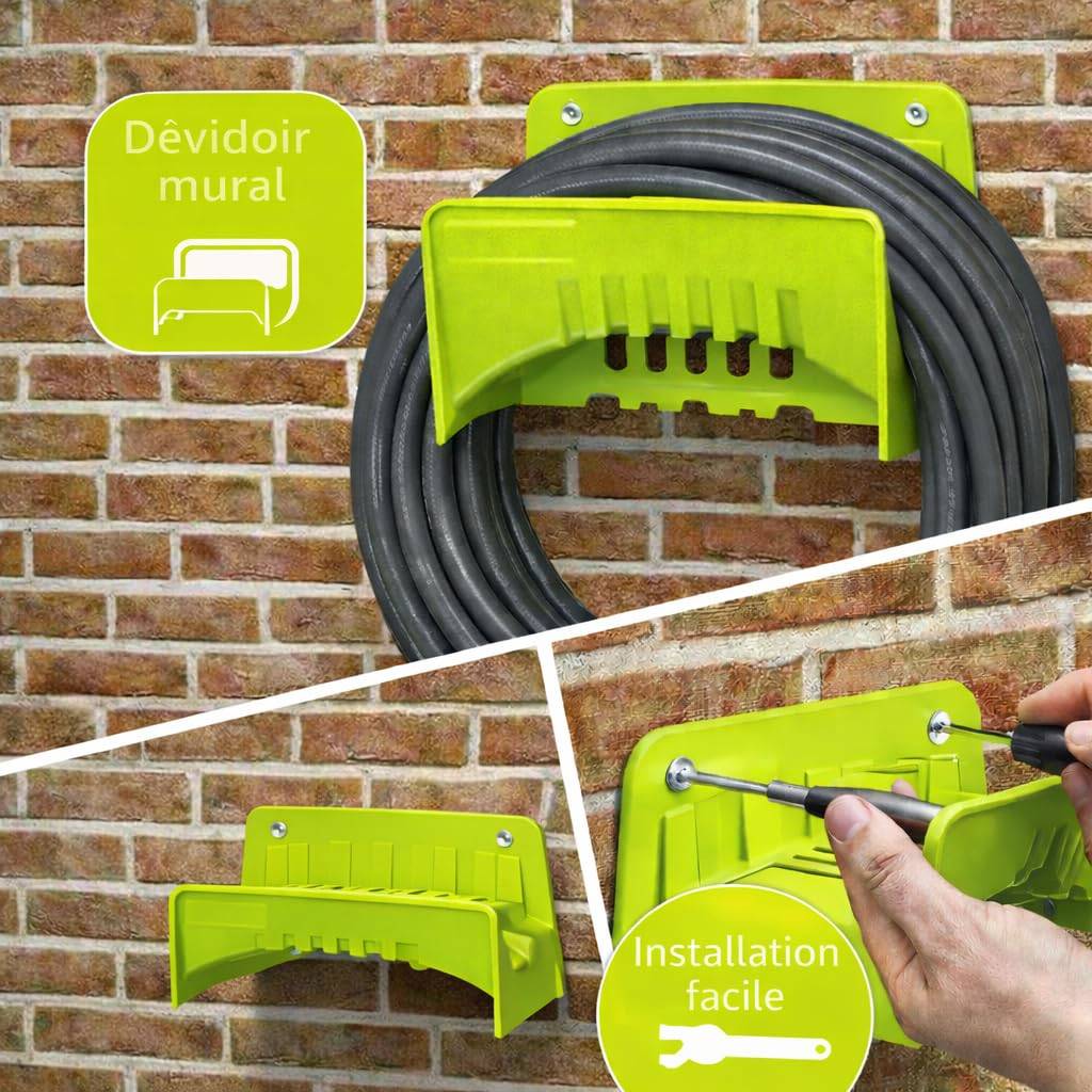 Jardibric - Jardibric - Dévidoir Mural d’Arrosage en Plastique - Capacité 25 m - Sellette Murale pour Tuyau Jardin - Image 2