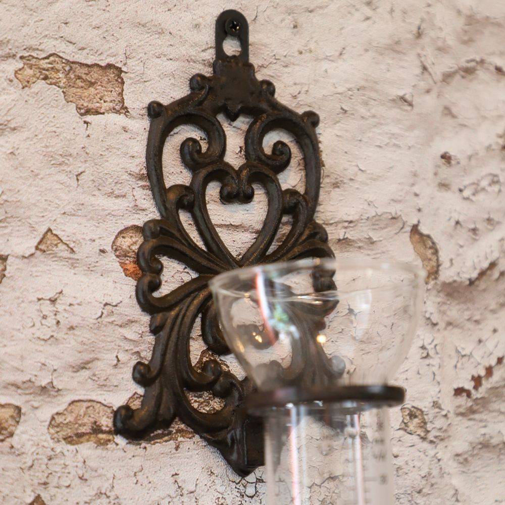 Pluviomètre mural en fonte et en verre marron 11 x 31.5 cm Chemin de campagne - Image 5