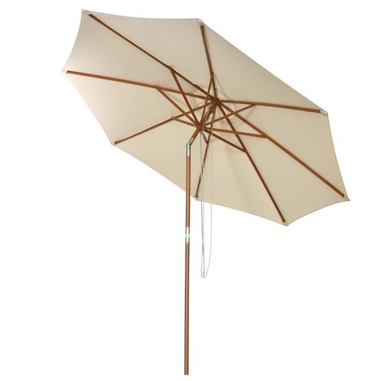 Parasol Inclinable Ø3m Toile Polyester Imperméable avec Cordon de Serrage 8 Baleines Ventilation pour Jardin Cour Café Beige MAISON CHIC - Image 1