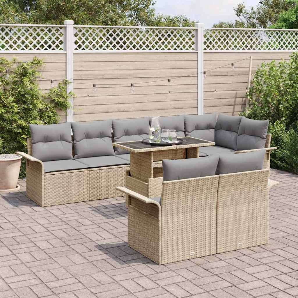 Vidaxl - Ensemble de canapé de jardin 9 pcs Beige Poly rotin vidaXL 3348306 - Image 4
