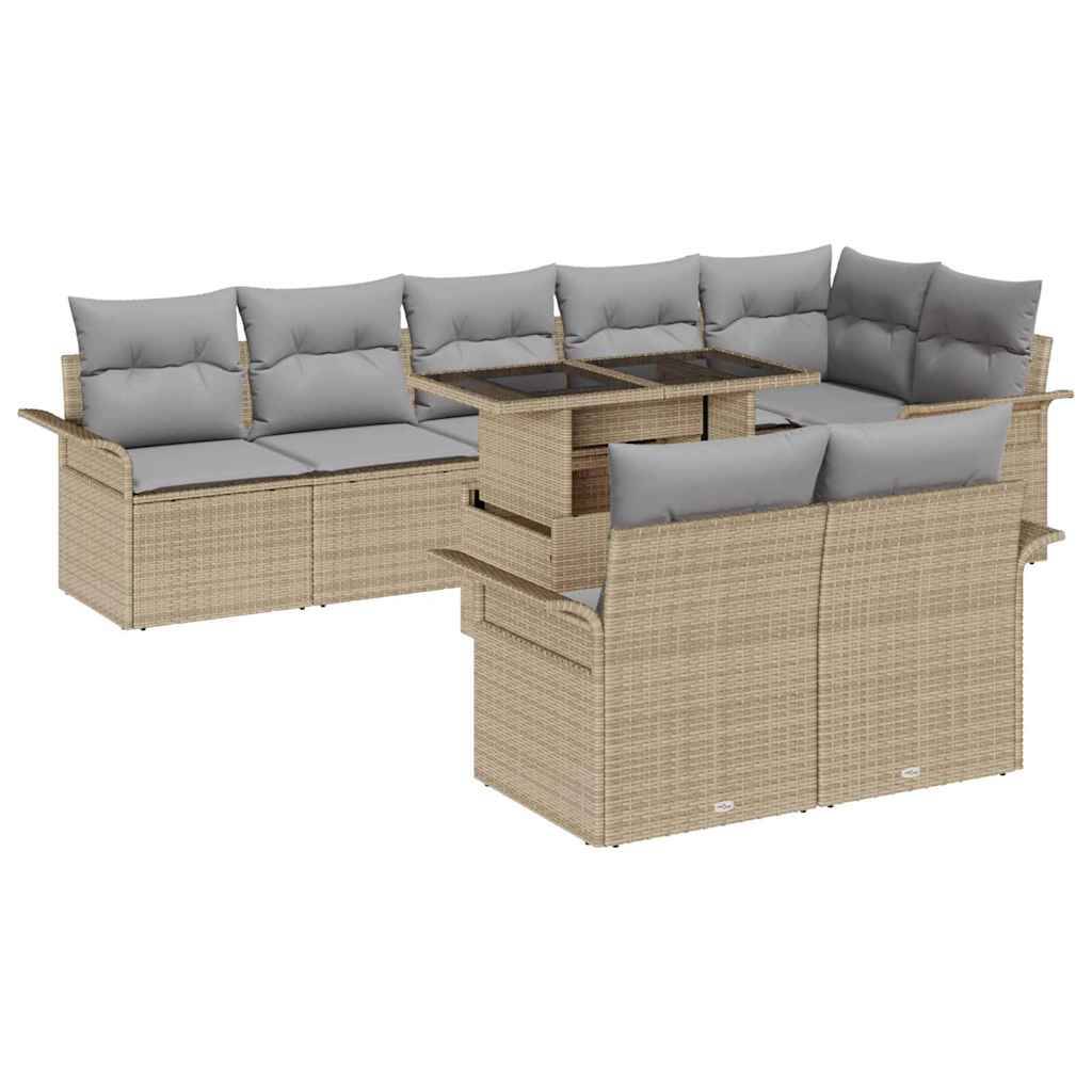 Vidaxl - Ensemble de canapé de jardin 9 pcs Beige Poly rotin vidaXL 3348306 - Image 2