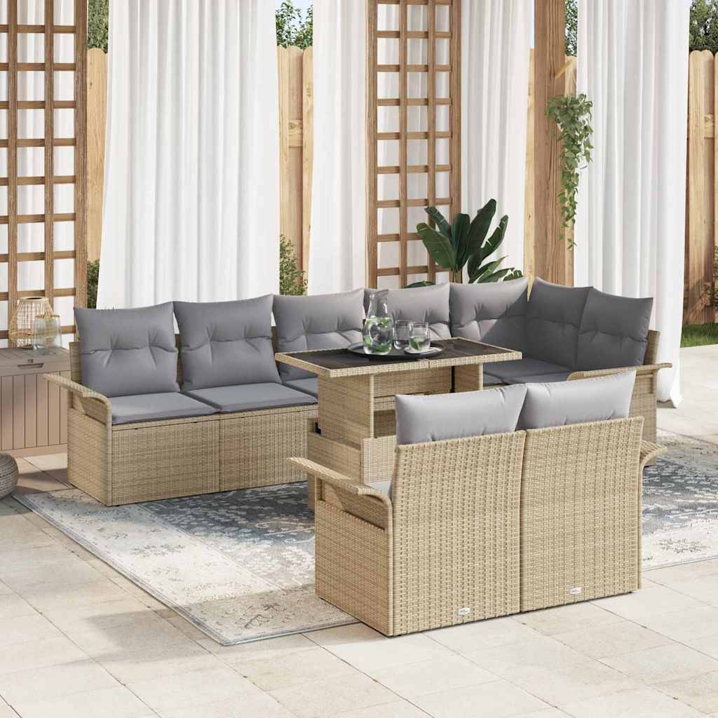 Vidaxl - Ensemble de canapé de jardin 9 pcs Beige Poly rotin vidaXL 3348306 - Image 1