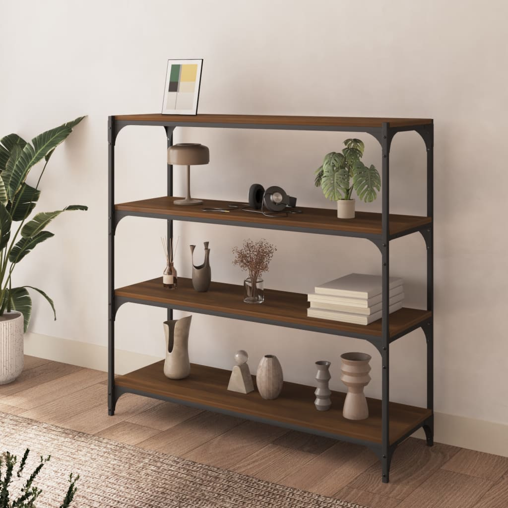 Vidaxl - Bibliothèque Chêne brun 100x33x100cm Bois d'ingénierie et acier - vidaXL - Image 3