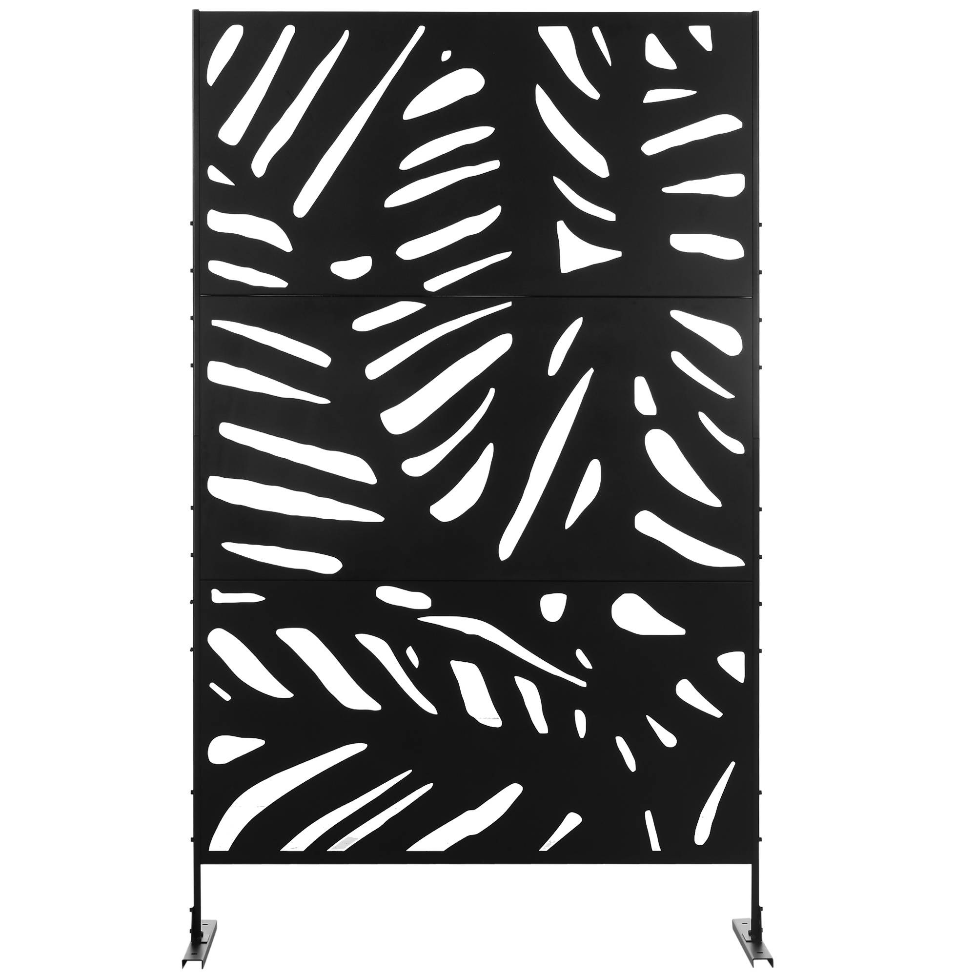 Panneau brise vue décoratif extérieur noir à motif végétal en métal - 122 x 45 x 198 cm - Image 9
