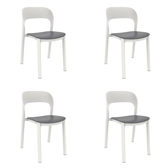 Set 4 chaises intérieur, extérieur blanc - gris foncé ONA garbar - Image 1