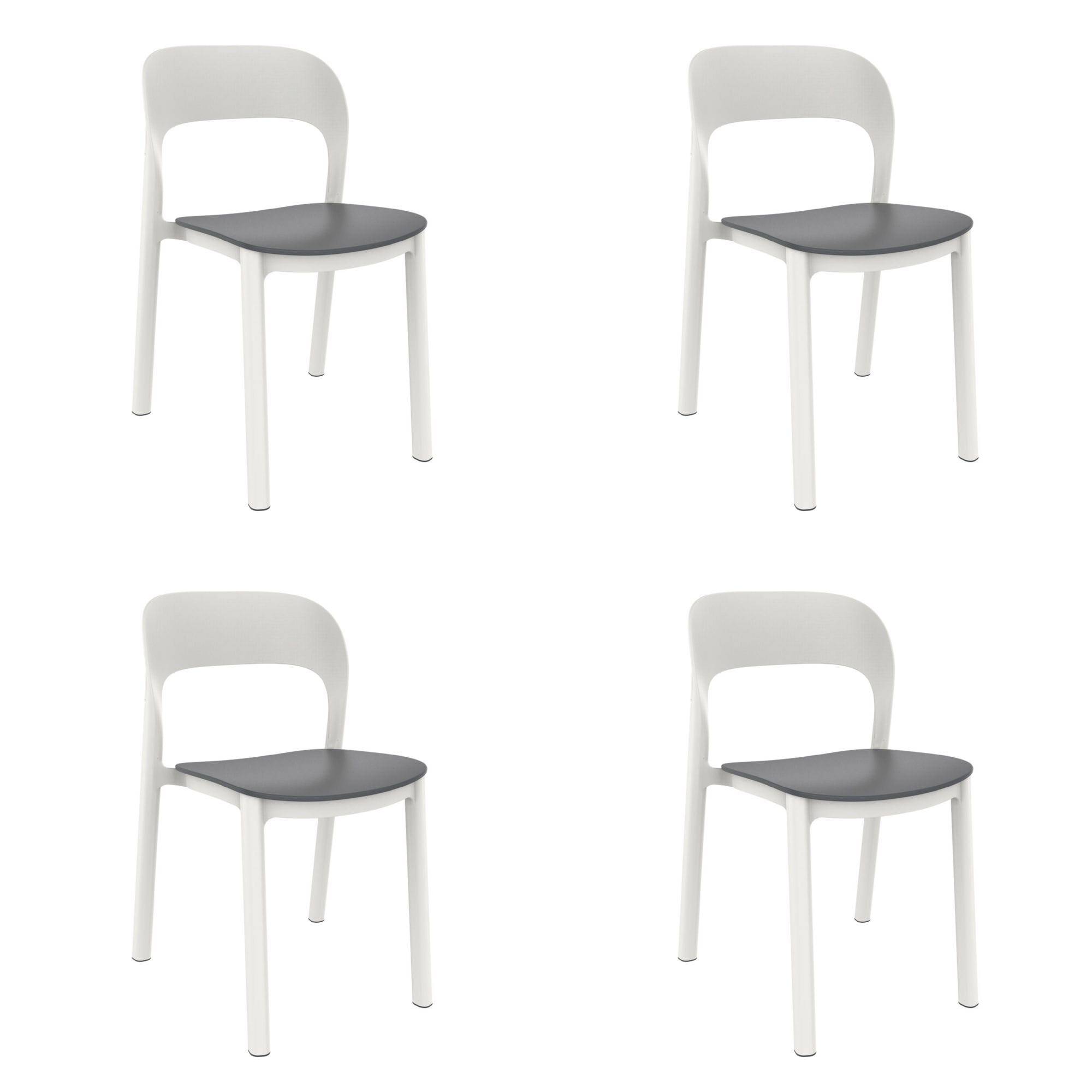 Set 4 chaises intérieur, extérieur blanc - gris foncé ONA garbar - Image 1