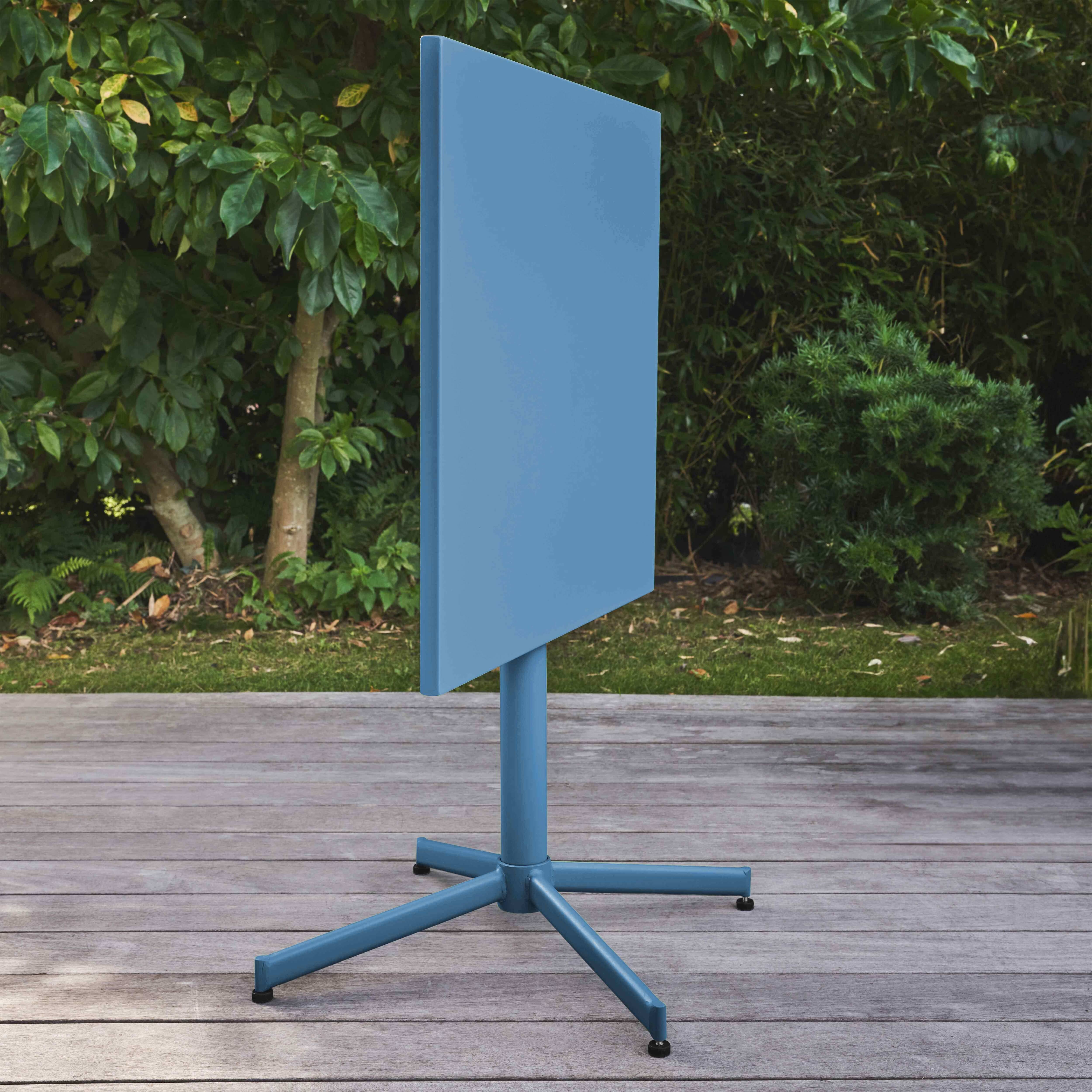 Oviala - Table de jardin carrée bistro inclinable en acier bleu pacific Palavas - Oviala - Image 3
