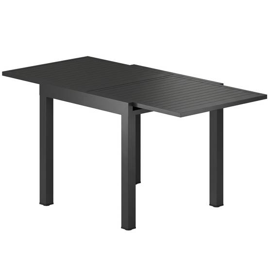 ComfortXL - Table Extensible Aluminium Jardin Terrasse Plateau Lattes Rallonge Intégrée 160x80cm Noir - ComfortXL Outdoor Living - Image 2